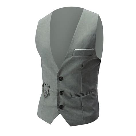Baqcunre Grey Vest for Men, Mens Gray Vest Business Leisure Wedding ...