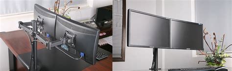 Rife Dual Monitor Mount Double Desk Stand Two Heavy Duty Full Motion ...