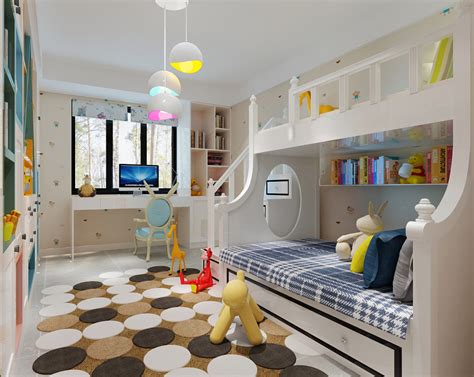 家里有多个孩子，有没有类似的儿童房家具设计效果图？