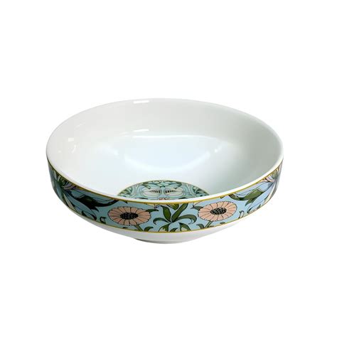 Elegant Blue Floral Porcelain Snack Bowls with Gold Rim - Set of 2 ...