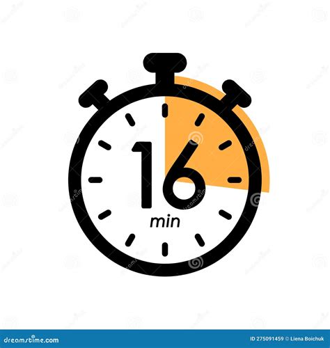 Sixteen Minutes Stopwatch Icon, Timer Symbol, Cooking Time, Cosmetic or ...