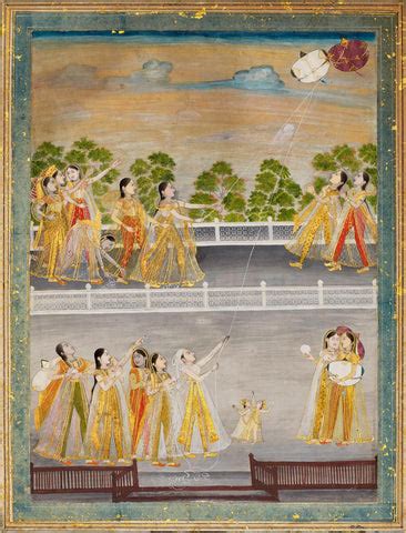 Battle Of The Kites - Farrukhabad - c1760 Vintage Mughal Miniature Art ...