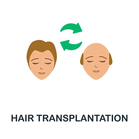 Płaska ikona transplantacji włosów Kolorowy znak z kolekcji chirurgii ...