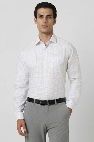 Buy Men White Regular Fit Print Full Sleeves Formal Shirt Online ...