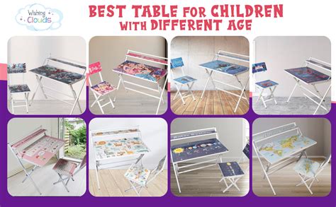 Wishing Clouds Printed Kids Study Table with Chair, Kids Table and ...