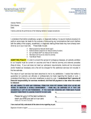 Fillable Online Canine Anesthesia / Surgical Release formWest End ...