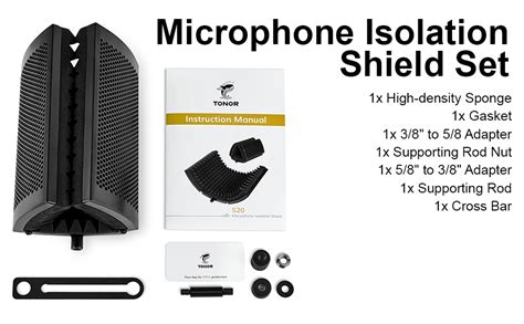 TONOR Wireless Microphone Isolation Shield, Mic Sound Absorbing Foam ...