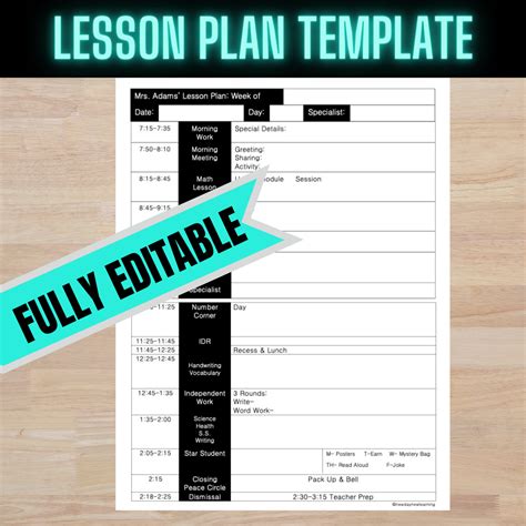 EDITABLE Daily Lesson Plan Template | Lesson plan templates, Lesson ...