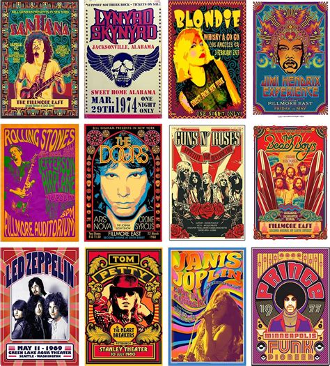 Woonkit Vintage Rock Band Posters for Room Aesthetic, 70s 80s 90s Retro ...