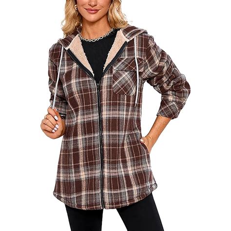 Coorders Women's Flannel Plaid Heavyweight Jacket Coat With Pockets ...