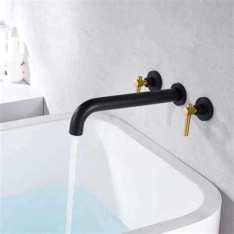SUMERAIN High Flow Brushed Gold Wall Mounted Tub Filler Faucet with ...