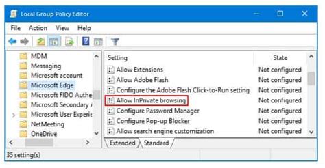 Image result for Disable InPrivate Browsing Edge