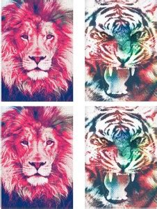 Combo Posters Set Of 4 Rolled Posters with Pixel designs for lion ...