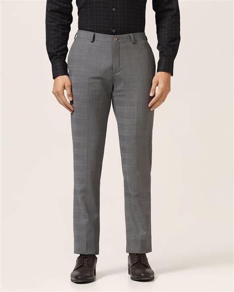 Luxe Slim Comfort B-95 Formal Grey Check Trouser - Porcupine