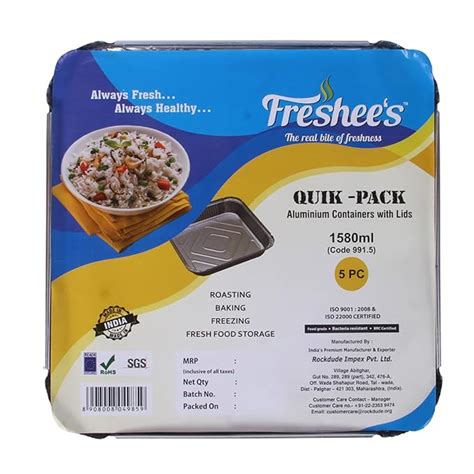 Buy Freshee 1580ml Aluminium Container with Lid, Disposable Food ...