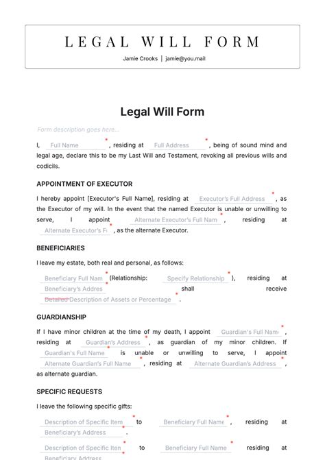 Free Mutual Will Form Template to Edit Online