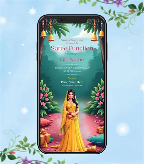 Half Saree Ceremony Invitation Card | Vibrant Traditional Design | VG ...