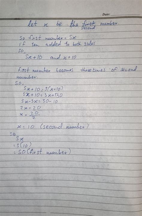 Two numbers are such that the first number is 5 times the second ...