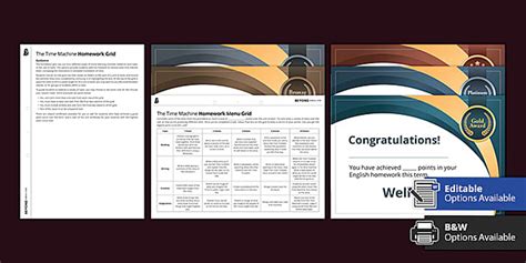 The Time Machine Questions Homework Grid | Beyond English
