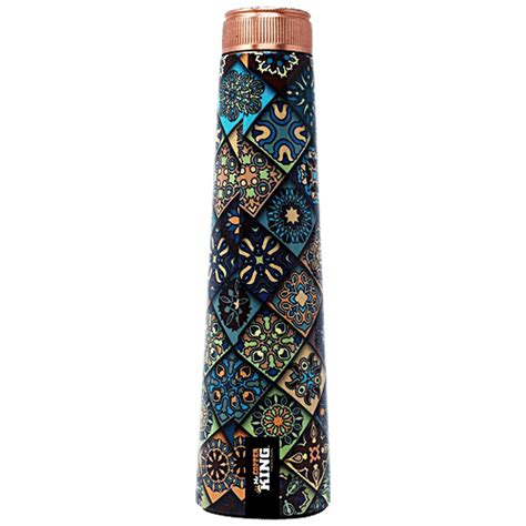 Buy Mr. Copper King Pure Copper Meena Printed Water Bottle - Tower ...