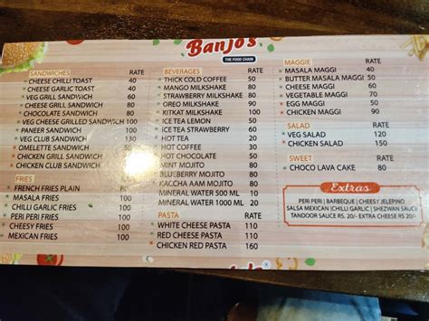 Menu at Banjo's The Food Chain - Savda-Faizpur Best fast food in ...