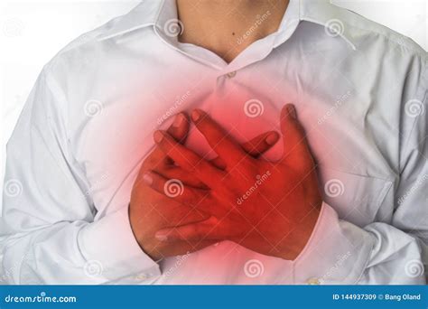 Man Chest Pain from Acid Reflux or Heartburn, Isolated on White Background Stock Image - Image ...