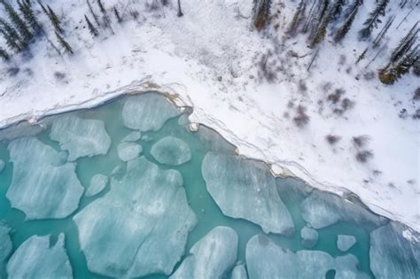Overhead shot of bear tracks around a glacial lake | Premium AI ...