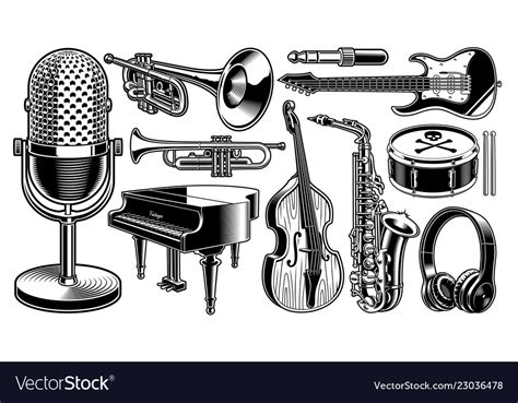 Image result for Music Instruments Black and White