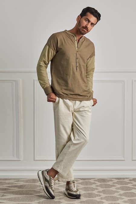 Buy Green Cotton Linen Avocado Shirt For Men by Artless Online at Aza ...