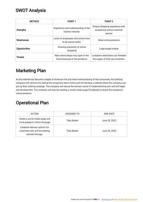 Online Clothing Brand Business Plan Template [Free PDF] - Google Docs ...