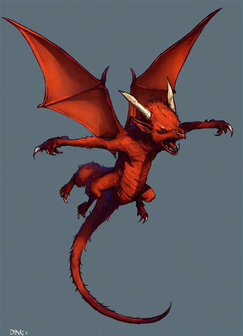 Lexica - A small flying spined Devil from DnD 5e, digital art