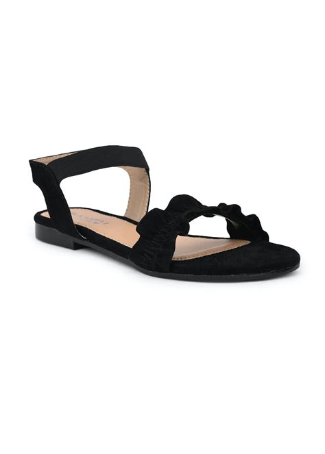 Get Black Ruffle Ankle Tie Sandal at ₹ 429 | LBB Shop
