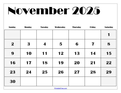 November 2025 Calendar Printable PDF Template with Holidays