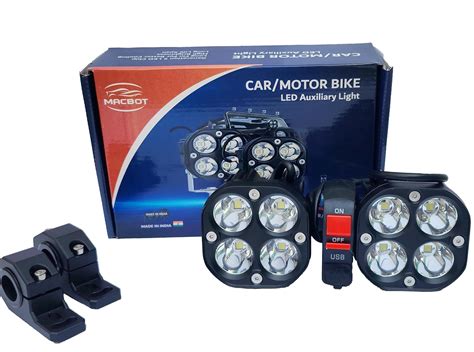 MACBOT Universal LED Fog Light (White) Driving Lamp for Bike Cars and ...