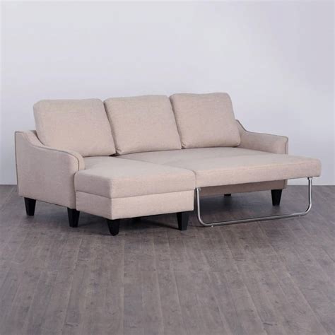 Buy (Refurbished) Moscow Fabric 2-Seater Sofa Bed with Chaise - Beige ...