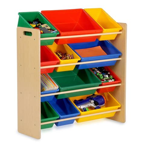 Homesmiths Toy Storage Organizer with 12 Plastic Bins,Multicolour ...