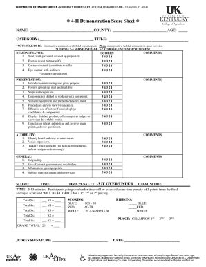 Fillable Online 4-H Demonstration Score Sheet Fax Email Print - pdfFiller