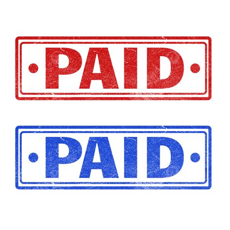 Rectangle Paid Rubber Stamp Red Blue Seal Impression Transparent Clip ...