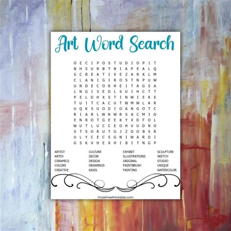 FREE ART WORD SEARCH PUZZLE PRINTABLE - Find a Free Printable