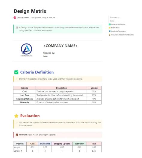 Image result for Design Matrix Engineering Example