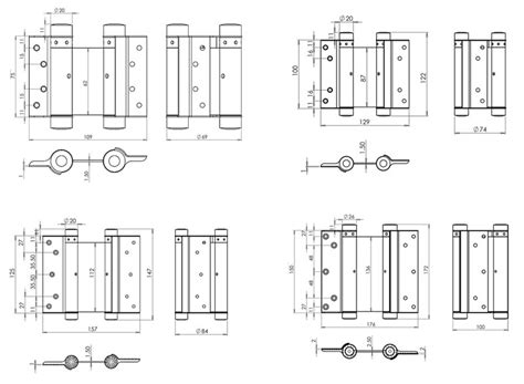 Silver Double Action Spring Hinges In Pairs