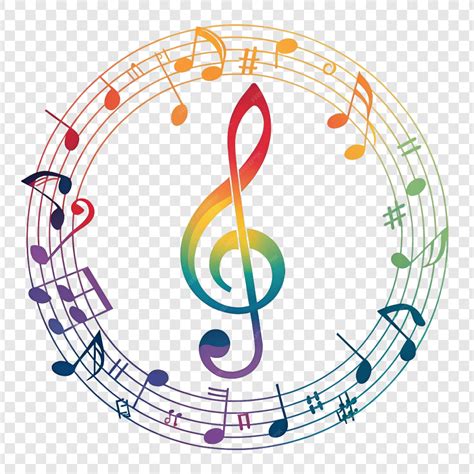 Colorful music notes and treble clef | Premium PSD