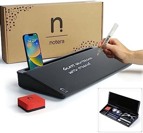 Notera Wedge Desktop Whiteboard - All-in-One Desk Organiser & Glass ...