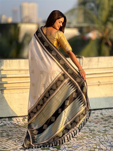 Cream Soft Silk Traditional Zari Contrast Woven Saree – Elite Weaves