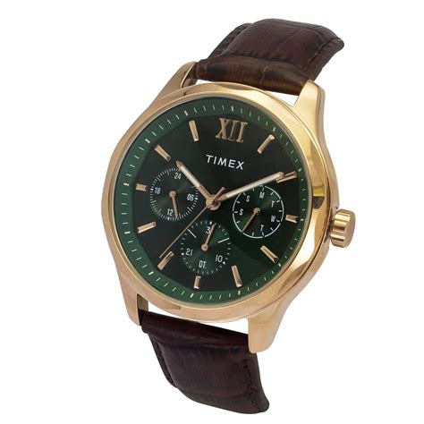 Timex Leather Analog Green Round Dial Men Watch - TW0TG7634 – Sai ...