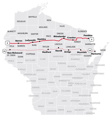 Us Highway Map Of Wisconsin Wisconsin Northern Roads Map.Map Of North