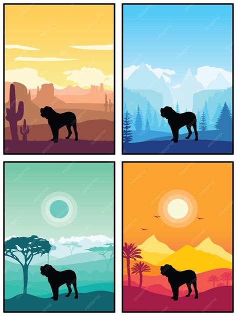 Premium Vector | Alano Espanol Dog Breed Silhouette Sunset Forest ...
