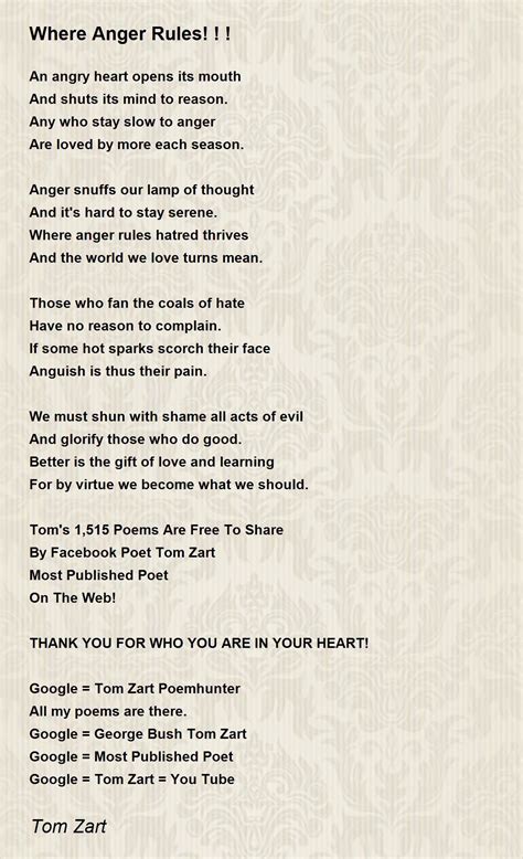 Anger Rules Poem By