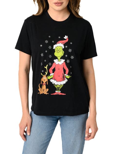 Women's and Women's Plus Dr. Seuss Grinch & Max T-Shirt Christmas ...
