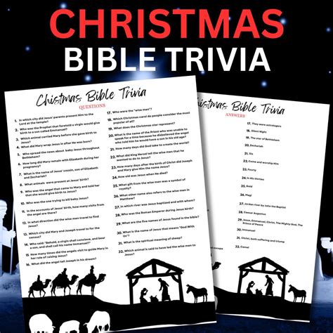 Christmas Bible Trivia Game for Kids & Youth (printable) - Etsy